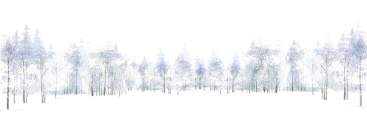 Wall Mural - vector winter scene with forest background isolated on white.