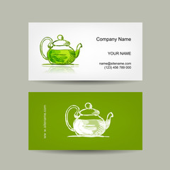 Sticker - Business cards design, green trea sketch