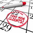 Find New Clients Words Calendar Prospect Selling Sales