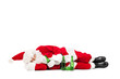 Drunk Santa Claus lying on the ground