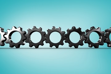 Poster - Composite image of metal cogs and wheels connecting