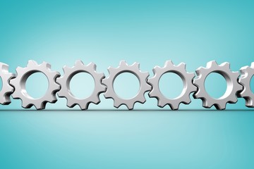 Poster - Composite image of white cogs and wheels connecting