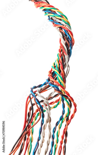 Fotomural Multicolored cable isolated on white background