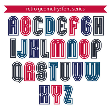 Colorful regular stripy typescript, black and red vector poster
