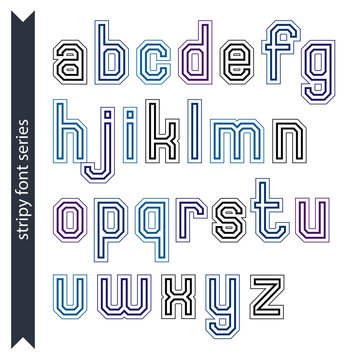 Stripy acute-angled contemporary poster lowercase letters, lined
