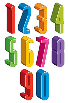 3d extra tall numbers set made with round shapes.