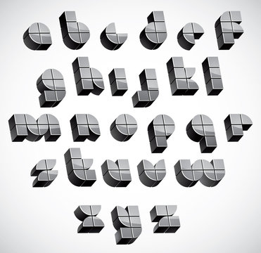 3d futuristic font made with boxes.