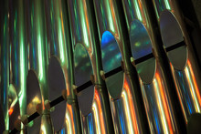 Row Of Bright Shining Colorful Organ Tubes