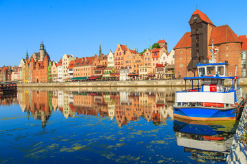 Wall Mural - Harbor of Motlawa river with old town of Gdansk, Poland