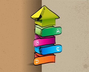 Aufkleber - Hand-drawn colored up arrow with four steps ABCD