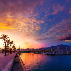 Wall Mural - Cartagena Murcia port marina sunset in spain