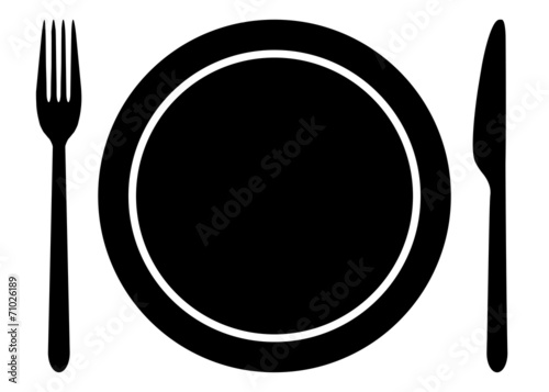 Messer Gabel und Teller – kaufen Sie diese Vektorgrafik und finden Sie