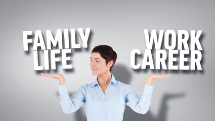Aufkleber - Composite image of smiling businesswoman presenting