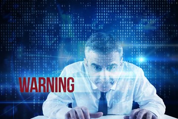 Poster - Warning against blue technology interface with binary code