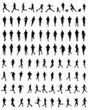 Fototapeta Pokój dzieciecy - Black silhouettes of running