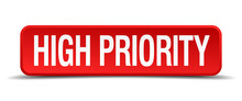 High Priority Red 3d Square Button On White Background