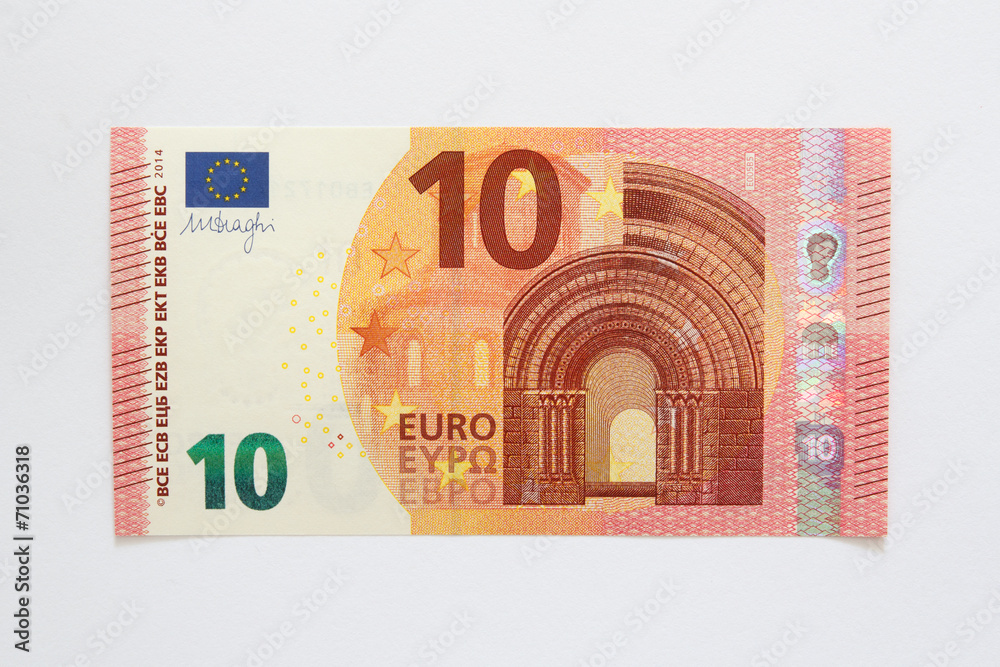 Vorderseite neuer Zehn Euro Geldschein aus der Europa-Serie - obrazy, fototapety, plakaty 