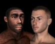 Homo erectus and sapiens comparison - 3D render