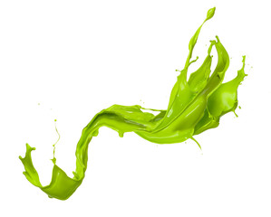 Wall Mural - Green splash isolated on white background