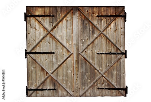 Naklejka dekoracyjna old barn wooden country door isolated on white
