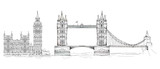 Fototapeta Big Ben - Sketch of famous buildings. London, Tower bridge Big Ben