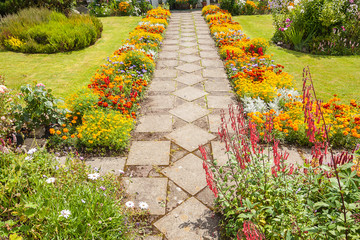 Canvas Print - Garden landscaping with a path