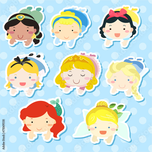 Fotomural lovely fairy tale characters lying prone over blue