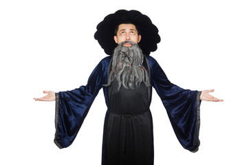 Funny wise wizard isolated on the white