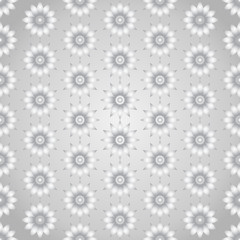 Wall Mural - Silver Retro Flower Seamless Pattern on Pastel Background