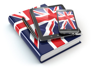 Aufkleber - English learning. Mobile devices, smartphone, tablet pc and book