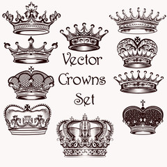 Wall Mural - Collection of vector hand drawn crowns  for design