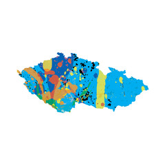  Illustration of a colourfully filled outline of Czech Republic