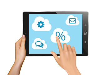 Wall Mural - Responsive design, tablet with hands