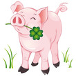 freches Glücksschweinchen mit Glücksklee