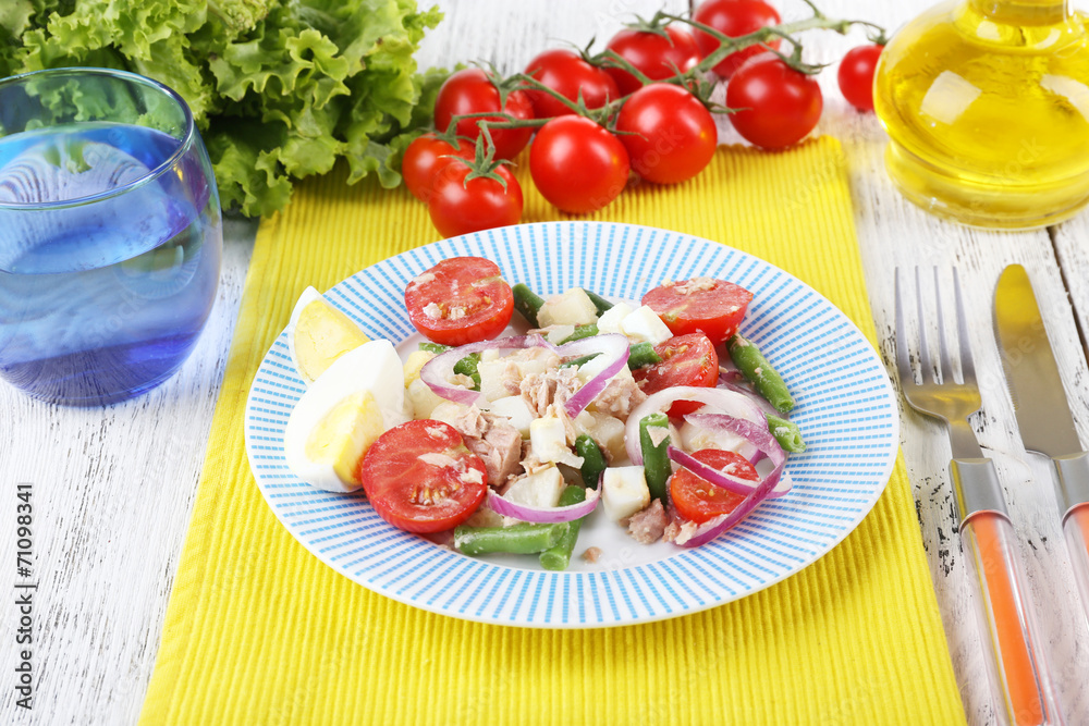 Fresh breakfast consisting of vegetable salad served