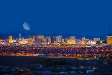 Las Vegas Strip And Moon