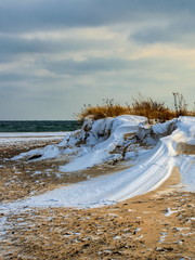 Fototapete - Krajobraz Morski, morze, zimowa plaża