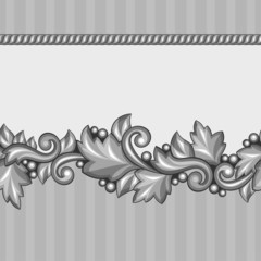 Seamless pattern with baroque ornamental floral silver elements.