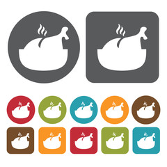 Wall Mural - Chicken Icon. Breakfast And Dining Sign Icons Set. Round And Rec