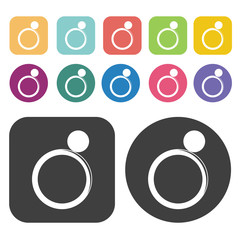 Fototapete - Ring Icon. Clothes Flat Icons Set. Round And Rectangle Colourful