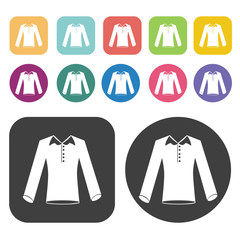 Fototapete - Long Sleeve Shirt Icon. Clothes Flat Icons Set. Round And Rectan