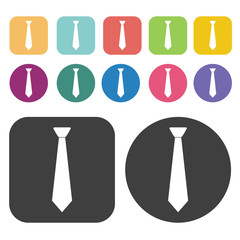 Fototapete - Neck Tie Icon. Clothes Flat Icons Set. Round And Rectangle Colou