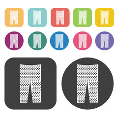 Fototapete - Plaid Pants Icon. Clothes Flat Icons Set. Round And Rectangle Co