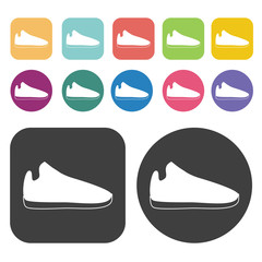 Fototapete - Shoe Icon. Clothes Flat Icons Set. Round And Rectangle Colourful