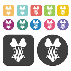Fototapete - Bodice Icon. Clothes Flat Icons Set. Round And Rectangle Colourf