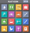 Plumbing Icons set in flat style with long shadows.