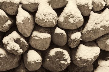 Snow on a Stone Fence