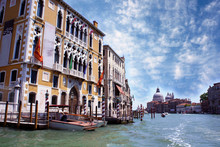 Famous Grand Canal And Palaces In Venice, Italy
