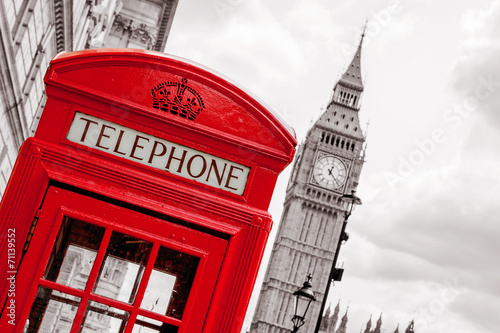 Naklejka - mata magnetyczna na lodówkę Phone booth. London, UK