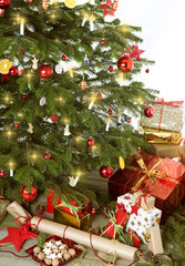 christmas tree with many presents